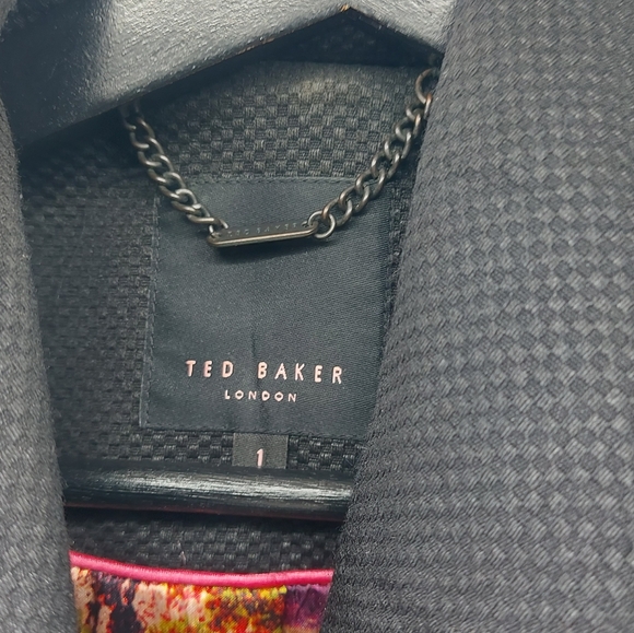 Ted Baker Wool Belted Wrap Black Short Coat TB 1 Size Small - Picture 3 of 9